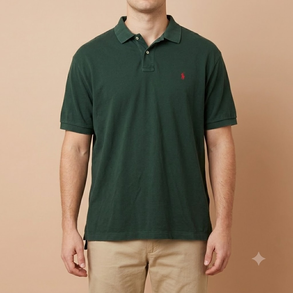Polo Ralph Lauren Polo Shirt Mens XXL Green Short Sleeve Cotton Pique Pony Logo